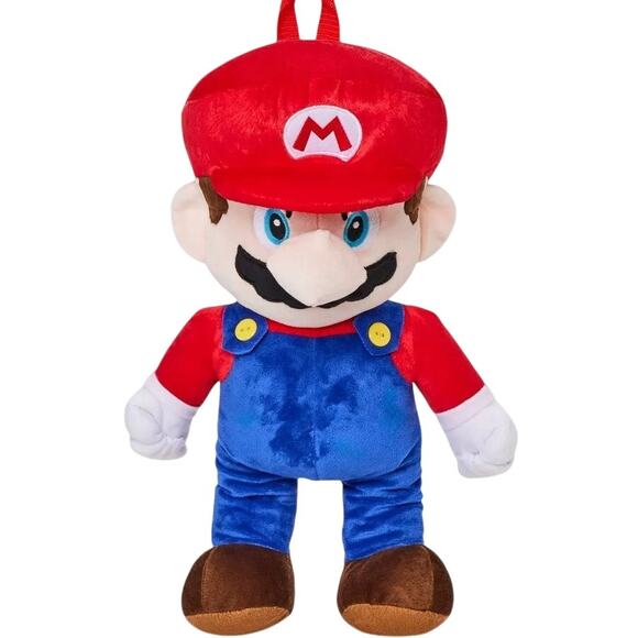 Kids' Mario Plush 16" Backpack - Red/Blue - Microplush Nintendo Character Bag - Picture 1 of 9